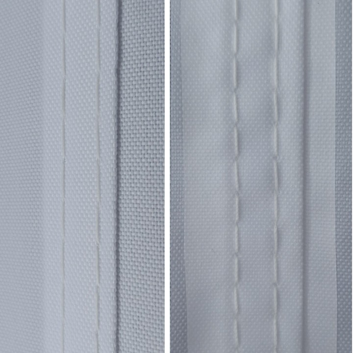 Λεπτομέρεια τοίχου σκηνής: Λεπτομερής εικόνα της δομής του υφάσματος που διαθέτει αυτή η σκηνή πάρτι, αναδεικνύοντας το υψηλό βάρος ανά τετραγωνικό μέτρο του υλικού και την αντοχή του σε αντίξοες καιρ